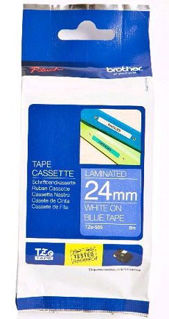 Eksploatacinė medžiaga Brother TZe-555 Laminated tape White On Blue, TZe, 8 m, 2.4 cm