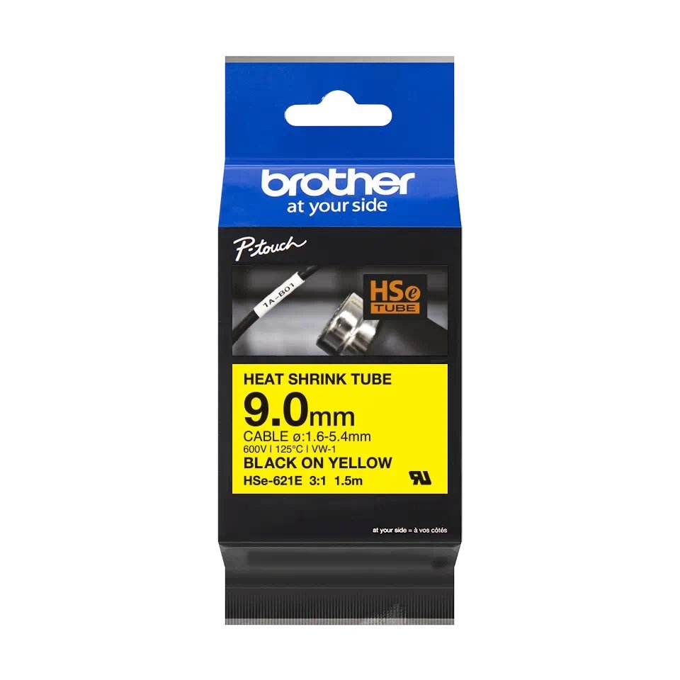 BROTHER B-ON-W HEAT SHRINK TUBE 9MM YELLOW