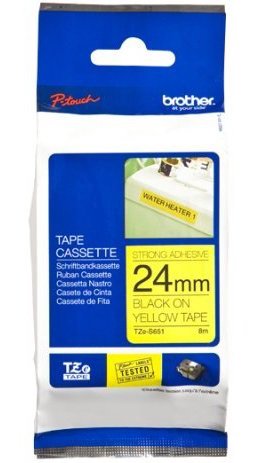 Eksploatacinė medžiaga Brother TZe-S651 Strong Adhesive Laminated Tape Black on Yellow, TZe, 8 m, 2.