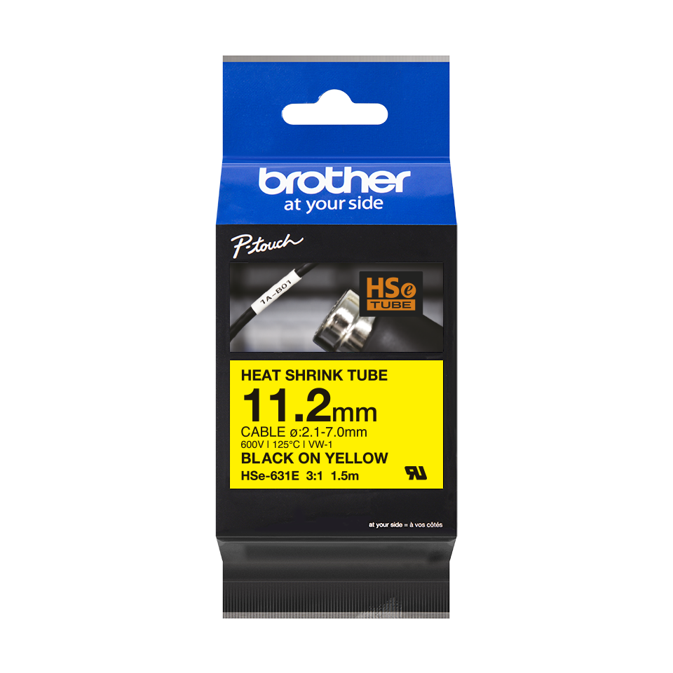 BROTHER B-ON-W HEAT SHRINK TUBE 11.2MM YELLOW