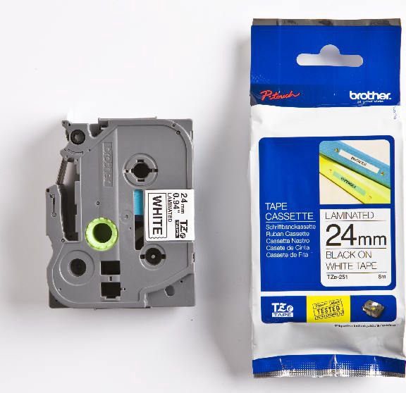 Brother TZE251 tape (black on white)