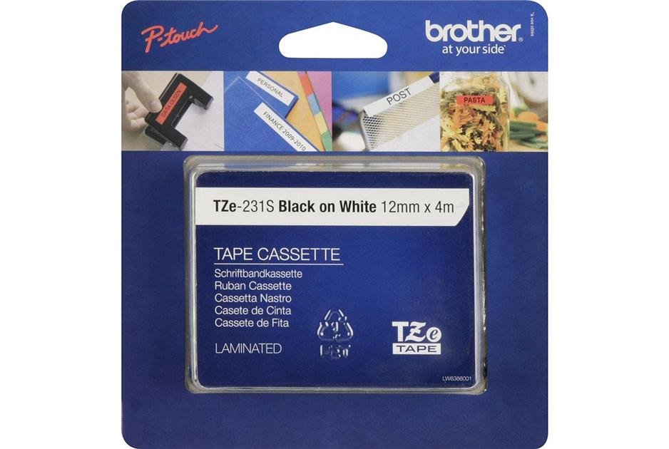 Juostelė BROTHER TZ-E231S 12mm. black on white 4m.