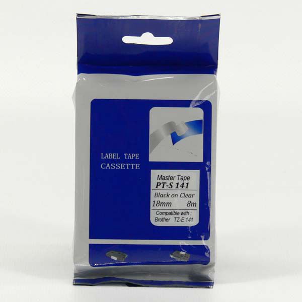 PT-S141, for Brother, black print/transparent backing, not laminated, 18mm, 8m