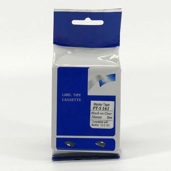 PT-S161 tape for Brother, black print/transparent backing, not laminated, 36mm, 8m
