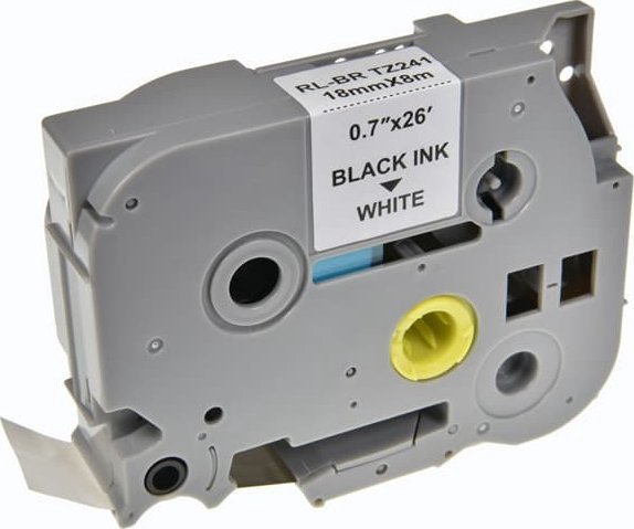 G&G G&G compatible label printer tape, for Brother, TZE-241, black print/white backing, laminated
