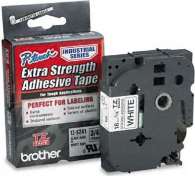 Brother 18mm BLACK ON WHITE ADEXIVE TAPE (TZS241)