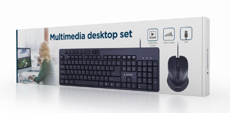 Gembird | Multimedia desktop set | KBS-UM-04 | Keyboard and Mouse Set | Wired | Mouse included | US | Black