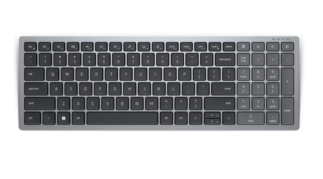 Dell | Keyboard | KB740 | Keyboard | Wireless | RU | Titan Gray | 2.4 GHz, Bluetooth 5.0 | 506 g