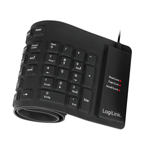 Logilink | Flexible waterproof Keyboard USB + PS/2 | ID0019A | Flexible keyboard | Wired | DE | Black