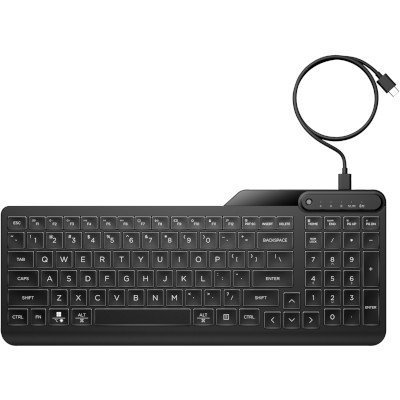 Klaviatūra HP 405 Backlit USB-C Wired 24/7 Keyboard, Spill Resistant, Sanitizable, Programmable