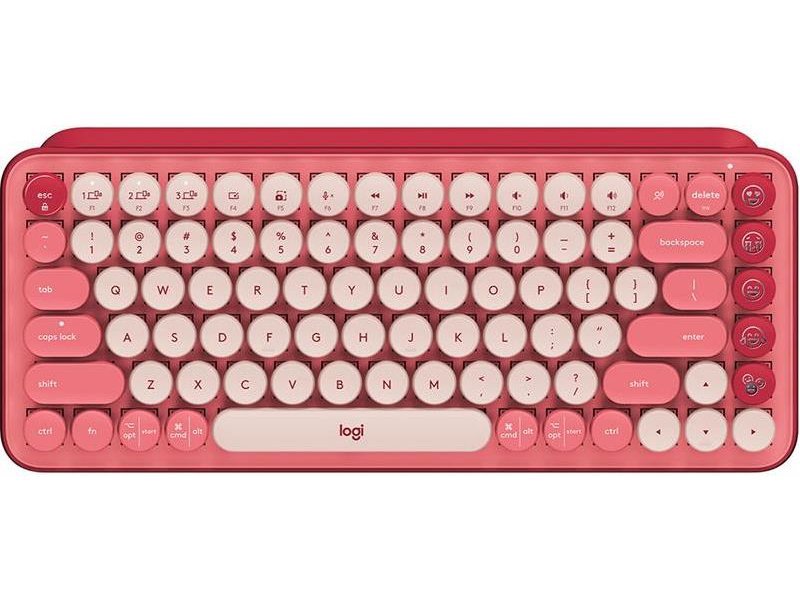 Klaviatūra LOGITECH Pop Keys with Emoji keys, mechaninė, belaidė, Heartbreaker Rose