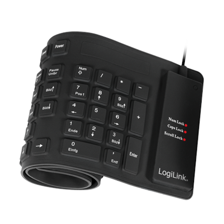 Klaviatūra Logilink  Flexible waterproof Keyboard USB + PS/2  ID0019A  Flexible keyboard  Wired