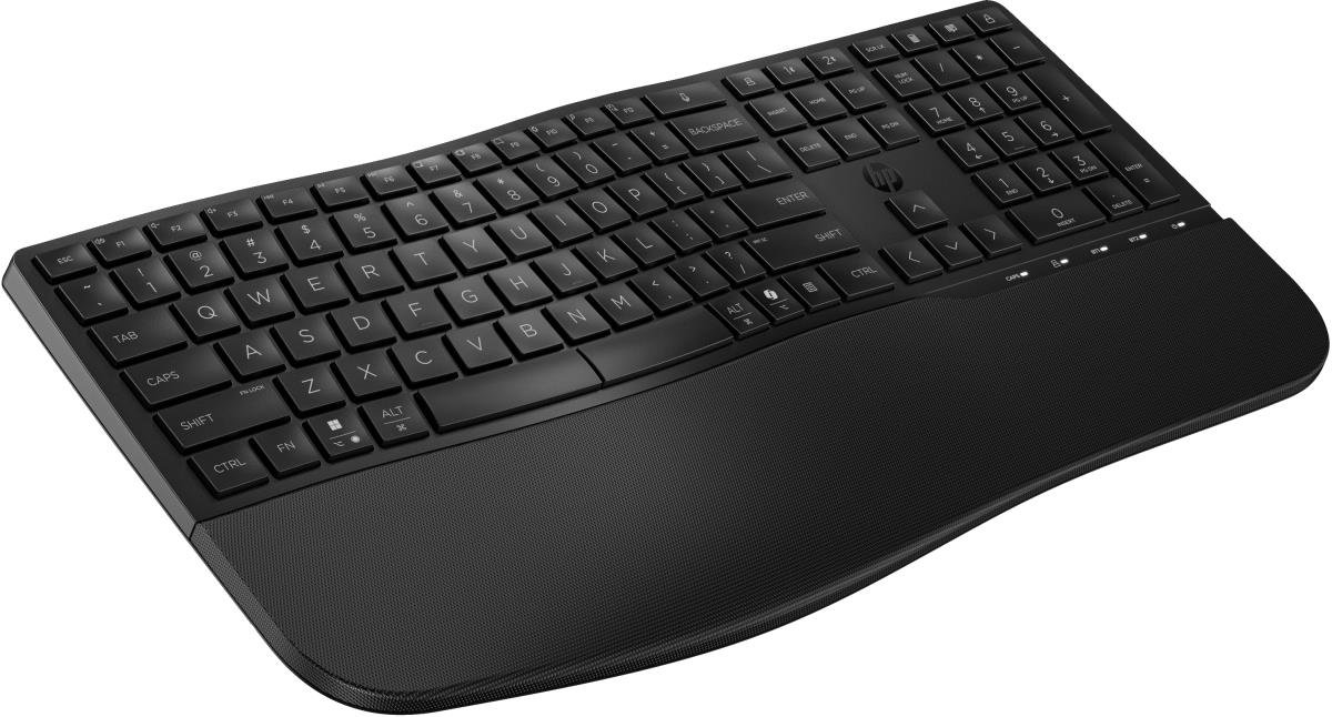 HP 685 Comfort Wireless Bluetooth Wave-Like Keyboard w/Palm Rest - Dual Mode, Sanitizable