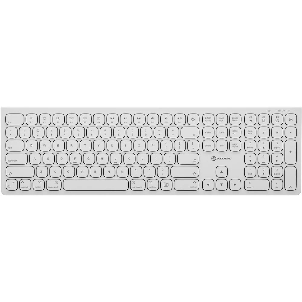 ALOGIC Echelon USB-C Rechargeable Bluetooth Full Size Keyboard for Mac Nordic - White