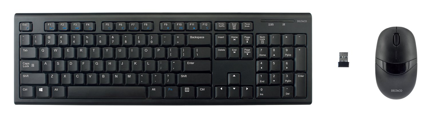 Belaidė klaviatūra ir pelė DELTACO, 105 klavišai, JAV išdėstymas, 2,4 GHz, TB-114-US/ juoda