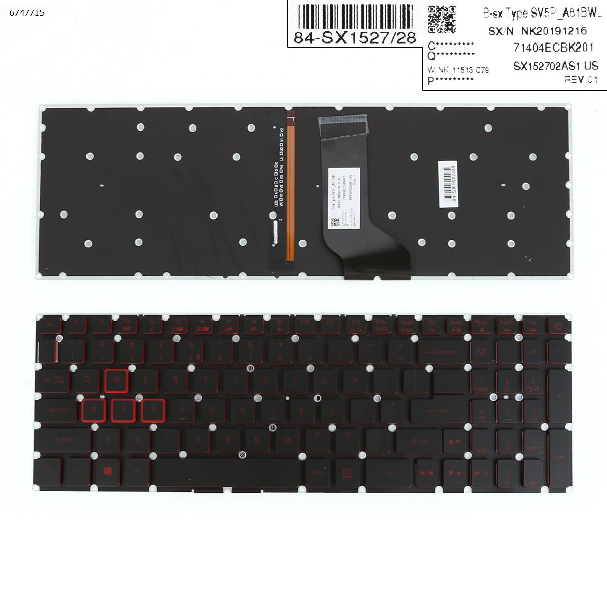 Klaviatūra Acer Nitro 5 AN515-41 AN515-42 AN515-51 AN515-52  US