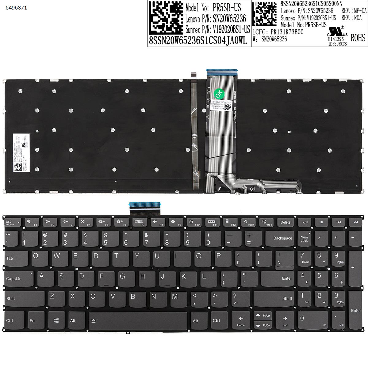 Klaviatūra Lenovo IdeaPad 5-15ITL05 15 SN20W65236