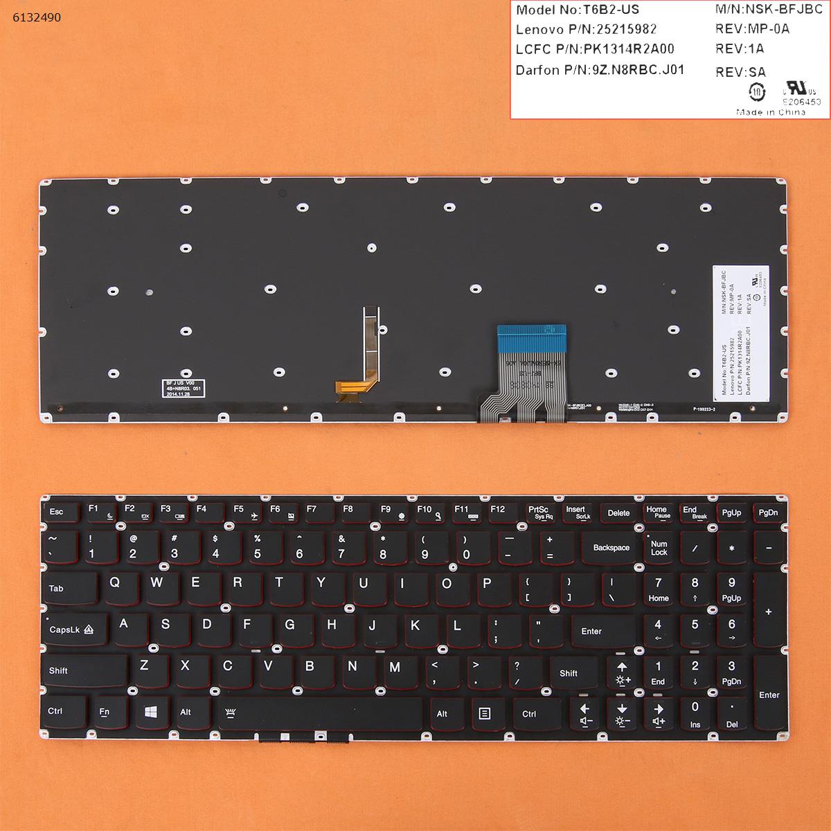 Klaviatūra Lenovo Y50-70 Y70-70 Juoda su pašvietimu US