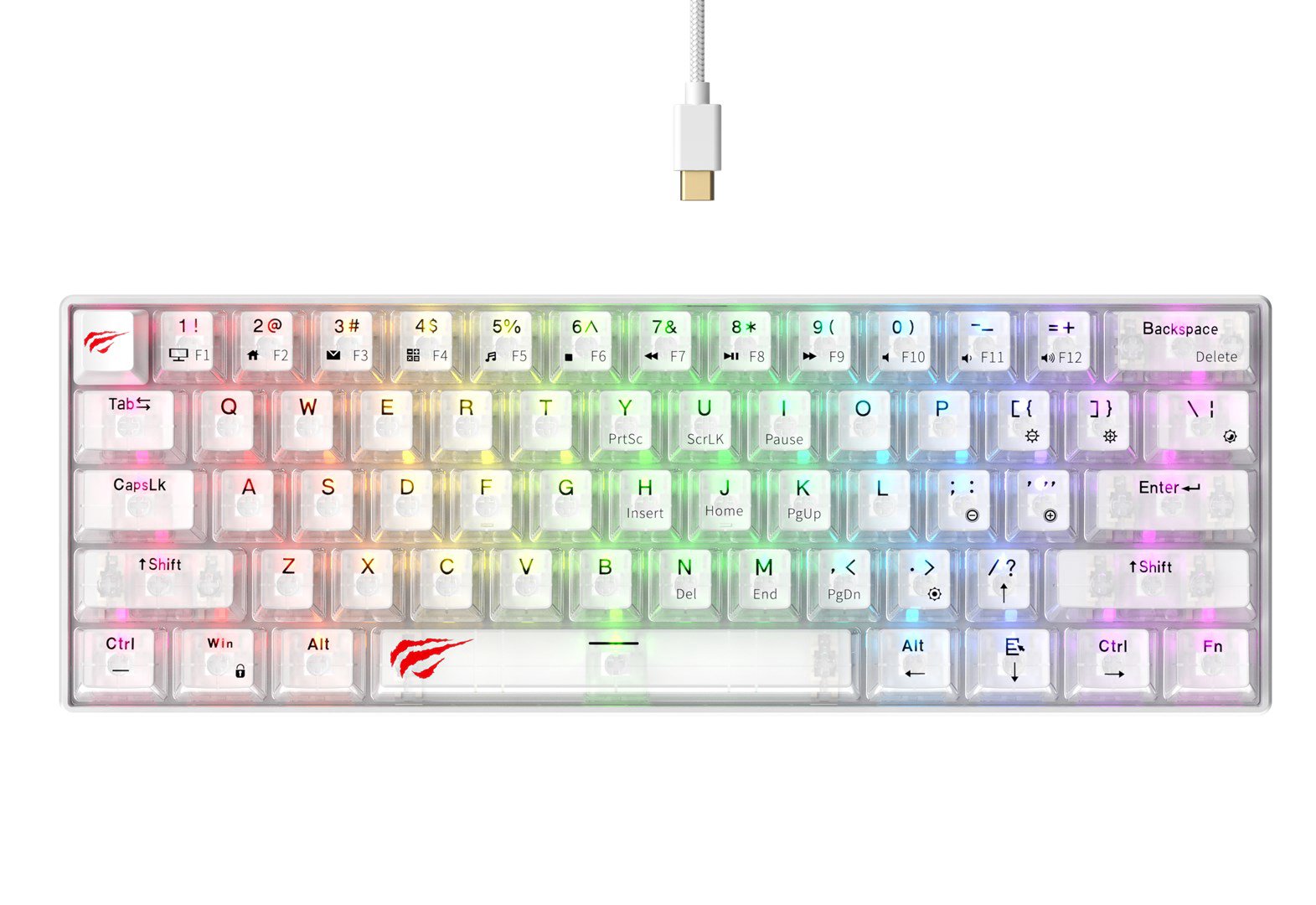 Havit KB903L - žaidimų klaviatūra (skaidrios baltos spalvos)