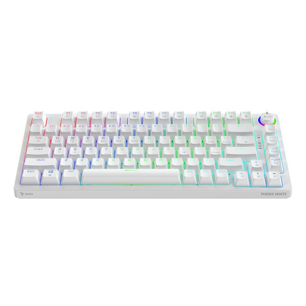 Savio Phenix WHITE GAT RED klaviatūra Žaidimams „Bluetooth“ QWERTY Tarptautinė EER Balta
