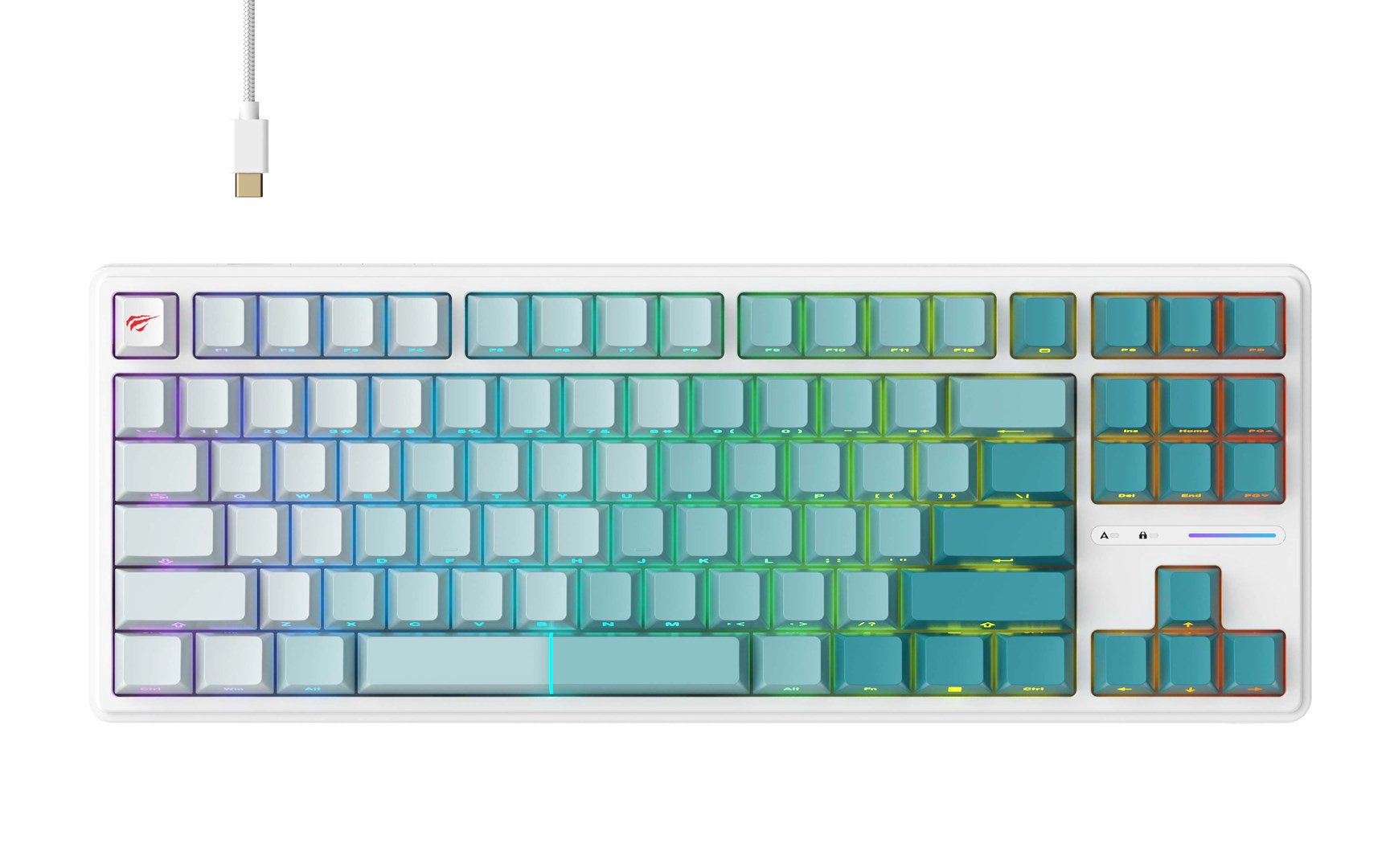 Havit KB901L - žaidimų klaviatūra (balta ir žalia)