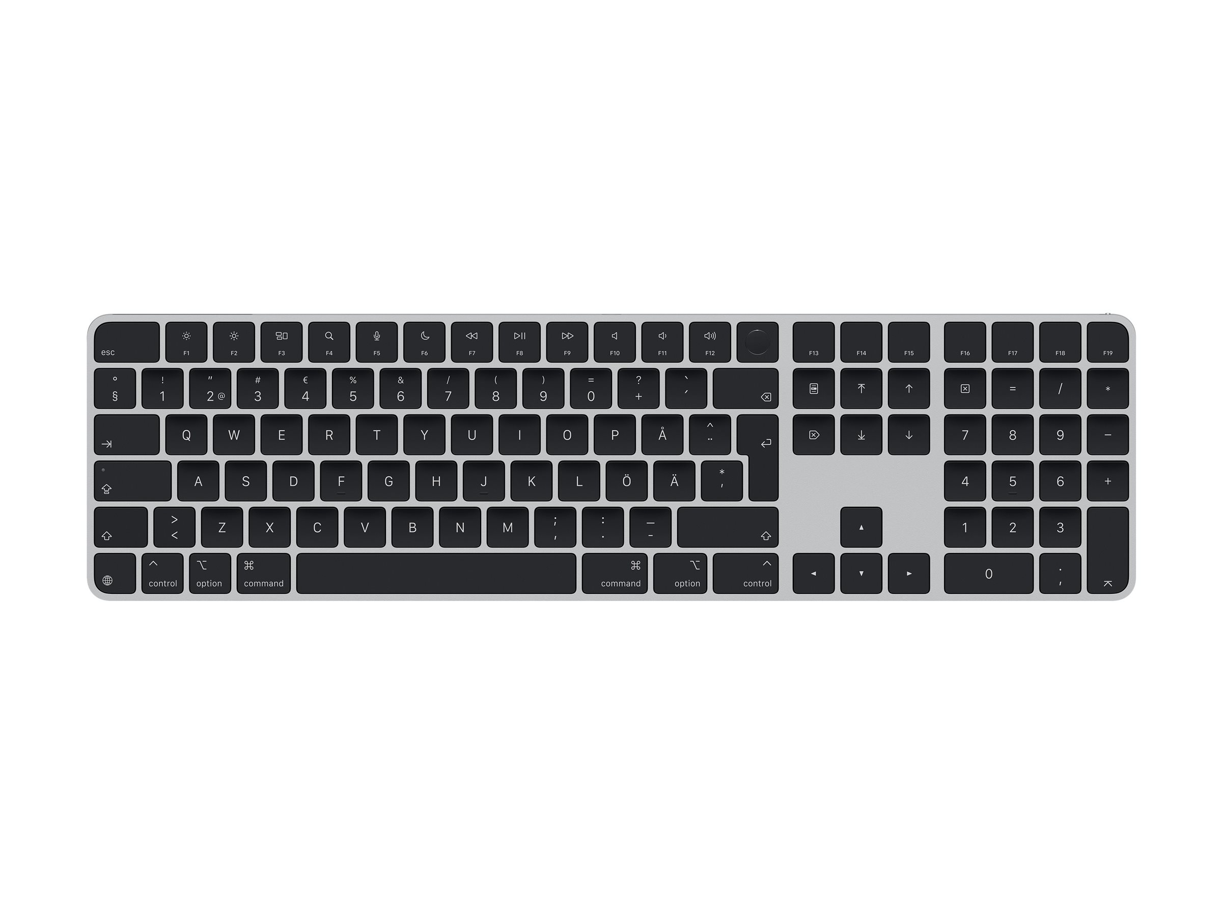 Klaviatūra Apple Magic Keyboard MXK83S/A, belaidė, su Touch ID ir skaičių klaviatūra, švediška.