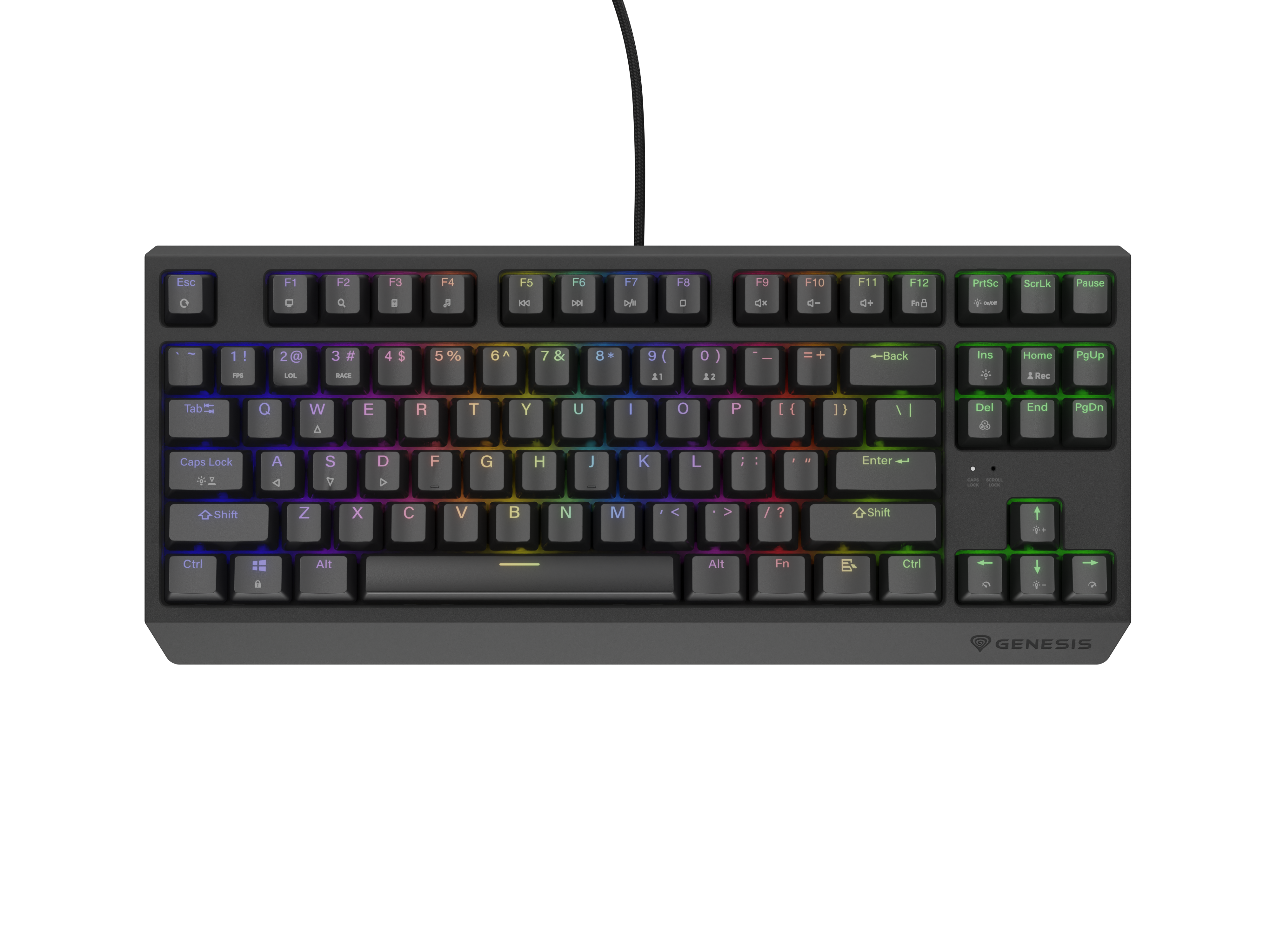 Klaviatūra Genesis THOR 230 TKL, mechaninė, laidinė, US, juoda, USB Type-A, linijinė