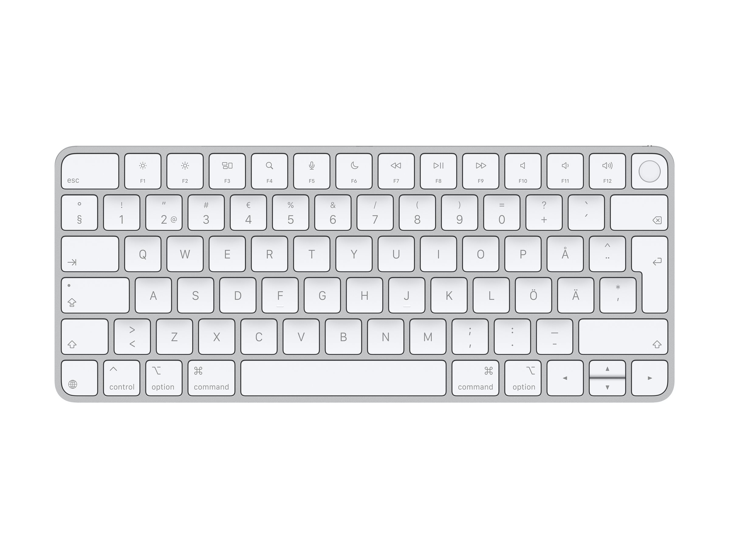 Klaviatūra Apple Magic Keyboard, su Touch ID, kompaktiška, belaidė, švediška, balta
