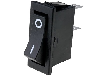 Jungiklis klavišinis, ON-OFF, fiks, 2k. 10A/250Vac, 33.2x14mm SPST juodas