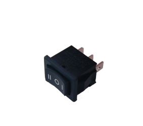 Jungiklis klavišinis, (ON)-OFF-(ON), nefiks. 3k, 6A/250Vac, 13x19mm SP3T R9-32F-S Highly juodas