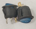 Jungiklis klavišinis, ON-OFF, fiks, 3k. 6A/250Vac, Ø19.8mm, SPST, apvalus, mėlynas, švieč., NEON 230V AC
