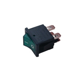 Jungiklis klavišinis, ON-OFF, fiks, 3k. 6A/250Vac, 12.5x18.6mm, SPST, švieč., žalias, NEON
