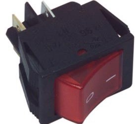 Jungiklis klavišinis, ON-OFF, fiks, 4k. 16A/250Vac, 22x30mm, SPST, švieč., raudonas, NEON