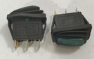 Jungiklis klavišinis, ON-OFF, fiks, 3k. 15A/250Vac, 29x10mm, SPST, hermetzuotas, žalias, šviečiantis LEMP 230V