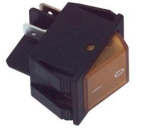 Jungiklis klavišinis, ON-OFF, fiks, 4k. 16A/250Vac, 22x30mm, SPST, švieč., geltonas, NEON