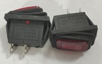 Jungiklis klavišinis, ON-OFF, fiks, 2k. 6A/250Vac, 19x12mm, SPST, hermetzuotas, raudonas