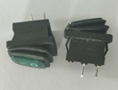Jungiklis klavišinis, ON-OFF, fiks, 2k. 6A/250Vac, 19x12mm, SPST, hermetzuotas, žalias
