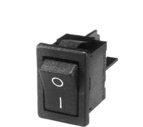 Jungiklis klavišinis, ON-OFF, fiks, 2k. 3A/250Vac 13.1x19mm, DPST, juodas