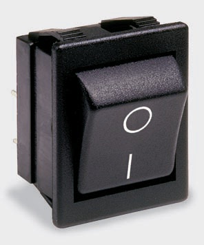 Jungiklis klavišinis, (ON)-OFF, nefiks, 4k. 16A/250Vac, 22.1x30mm, DPST  juodas