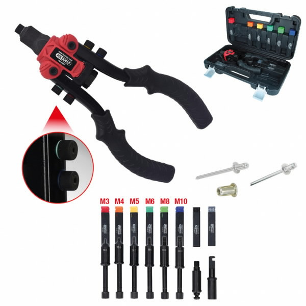 Kniediklis užtraukiamoms ir veržlinėms kniedėms, komplektas1, KS Tools