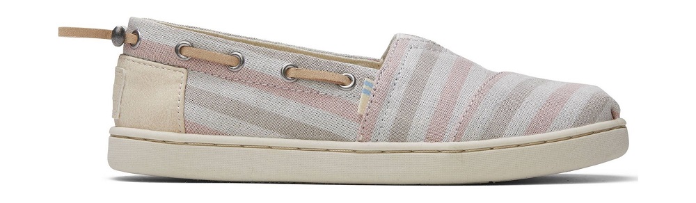 TOMS Woven Stripe Synthetic Trim Junior's Bimini batukai ( dydžiai 30 - 33). Spalva rožinė / pilka