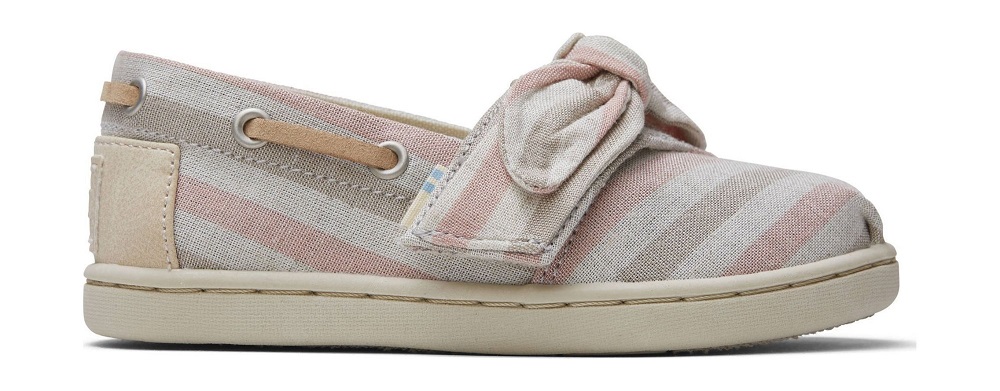 TOMS Woven Stripe Synthetic Trim Kid's Bimini batukai ( dydžiai 22 - 28,5 ). Spalva rožinė / pilka