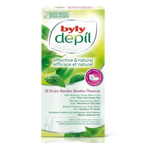 Depiliuojamosios bikini juostelės BYLY MINT-GREEN TEA, 12 vnt.