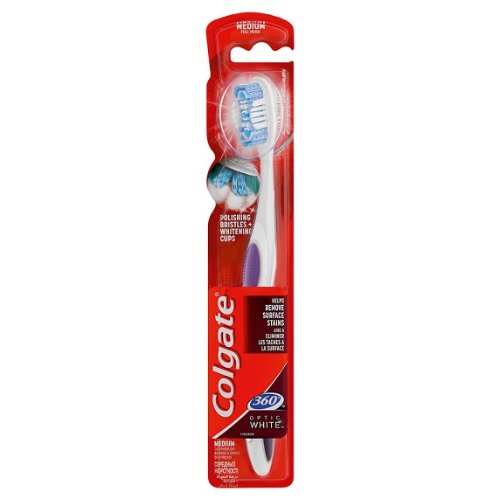 Dantų šepetėlis COLGATE 360 OPTIC WHITE MEDIUM, 1 vnt.