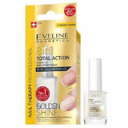 Nagų gaiviklis EVELINE COSMETICS 8 IN 1 TOTAL ACTION GOLDEN SHINE, 12 ml