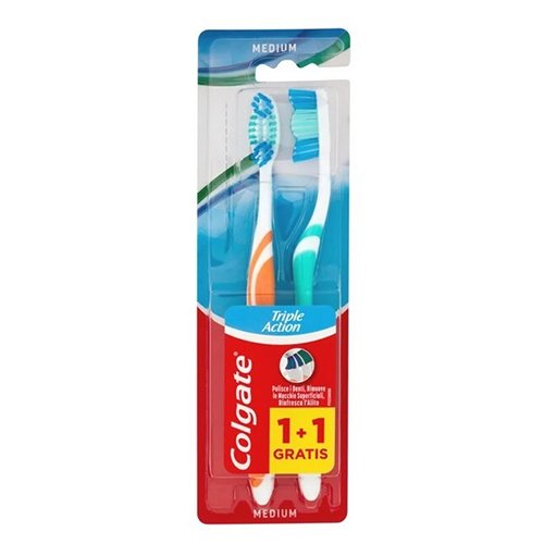 Dantų šepetėliai COLGATE TRIPLE ACTION MEDIUM, 2 vnt.