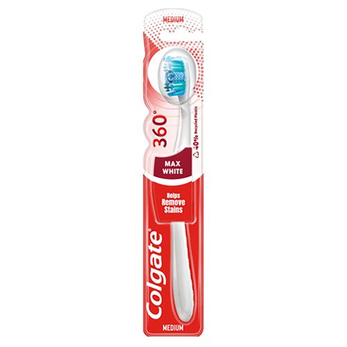 Dantų šepetėlis COLGATE 360 MAX WHITE MEDIUM, 1 vnt.