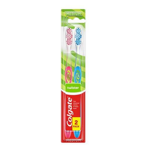 Dantų šepetėliai COLGATE TWISTER MEDIUM, 2 vnt.