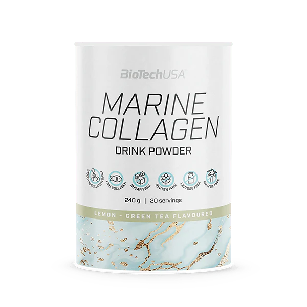 Biotech Marine Collagen (Jūrinis kolagenas iš žuvų) 240g. - Lemon - Green Tea skonis