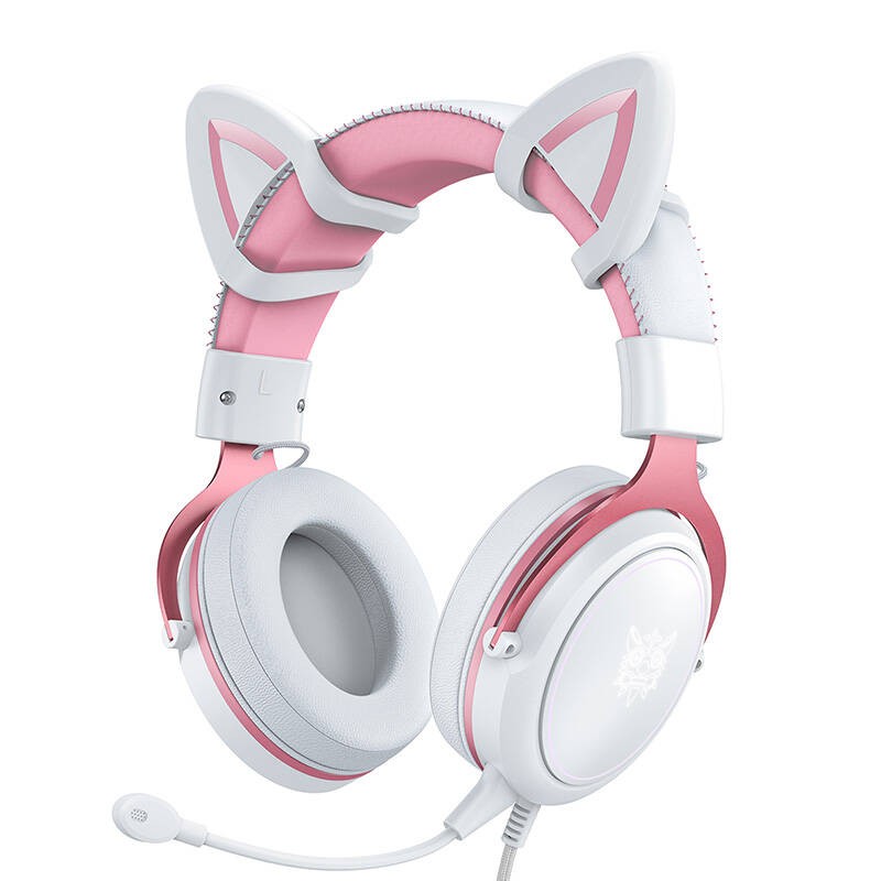 ONIKUMA X10 žaidimų ausinės White-Pink-Cat Ears